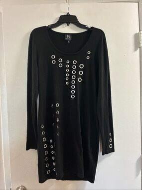 Derek Heart Black Mini Dress with Silver Eyelet Accents